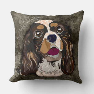 Crazy King Charles Cavalier hand-painted Cushion