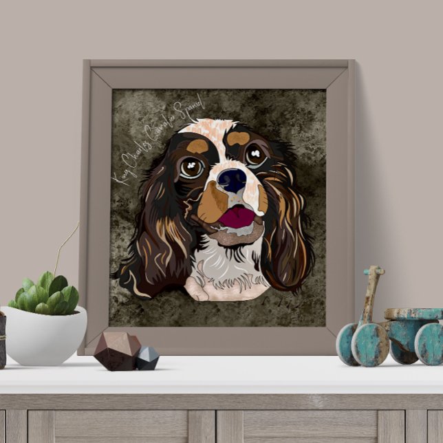 Crazy King Charles Cavalier hand-painted Poster (Creator Uploaded)