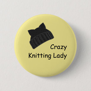Crazy Knitting Lady Badge