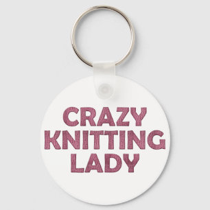 Crazy Knitting Lady Key Ring