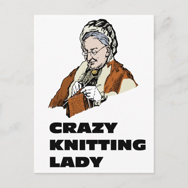 Crazy Knitting Lady Postcard (Front)
