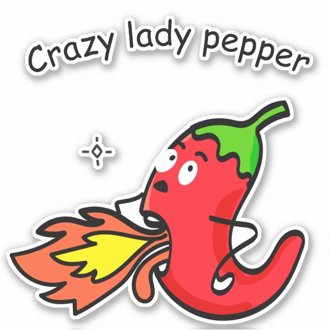 Crazy Lady Pepper Funny Red Chilli Hot Vegetables (Front)