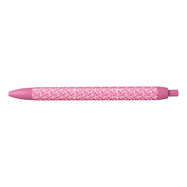 Crazy Light & Dark Pink Hearts Ink Pen (Front)