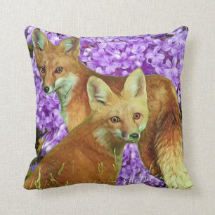 Crazy Like a Fox in Lilacs Cushion