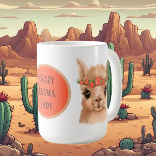 Crazy llama lady add text coffee mug