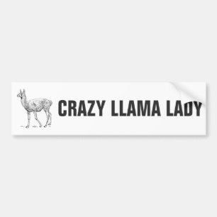 Crazy Llama Lady Bumper Sticker