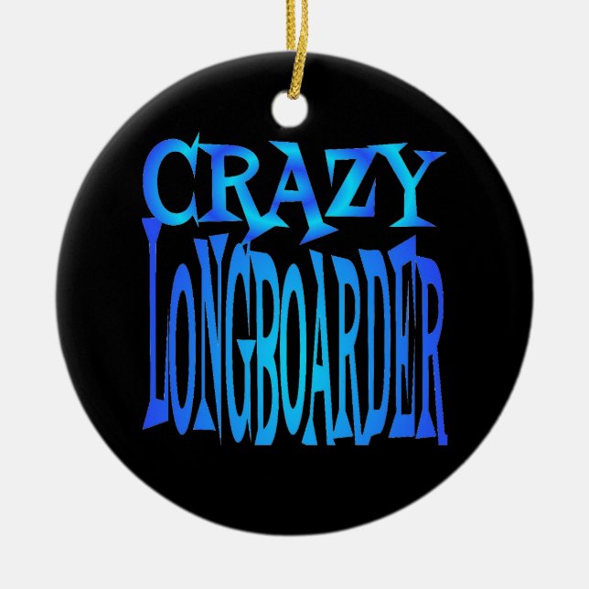 Crazy Longboarder Ceramic Tree Decoration (Front)