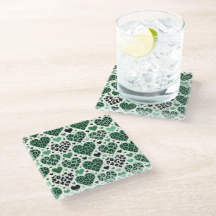 Crazy Love (Green) Glass Coaster