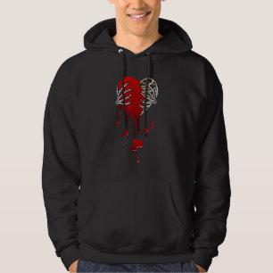 Crazy Love Hurt Broken Heart Pain Skeleton Bloody  Hoodie