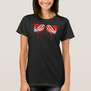 Crazy Love Hurt Broken Heart Pain Skeleton Bloody  T-Shirt