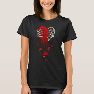 Crazy Love Hurt Broken Heart Pain Skeleton Bloody T-Shirt