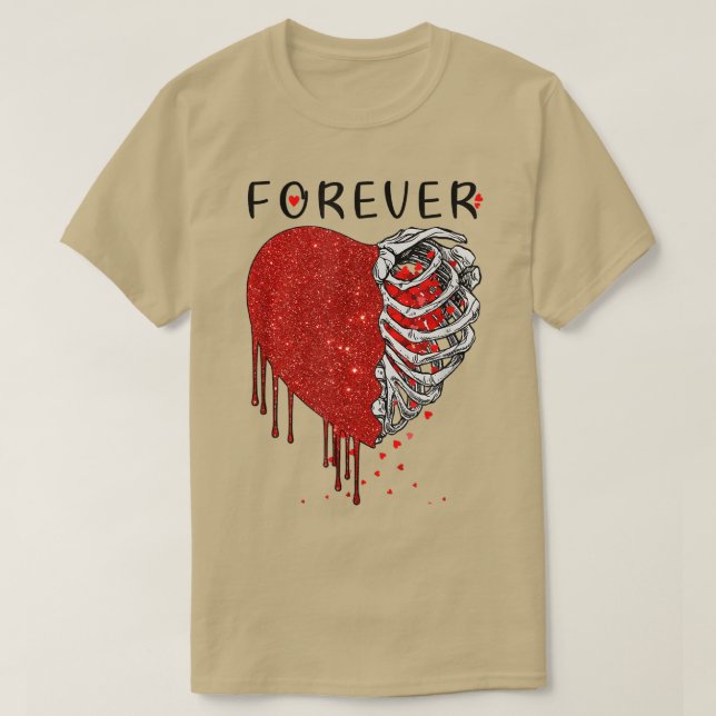 Crazy Love Hurt Broken Heart Pain Skeleton Bloody  T-Shirt (Design Front)