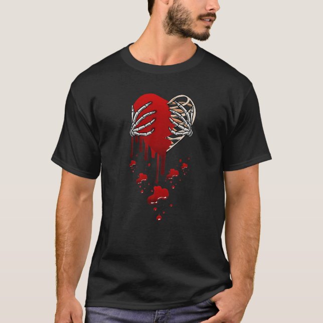 Crazy Love Hurt Broken Heart Pain Skeleton Bloody  T-Shirt (Front)