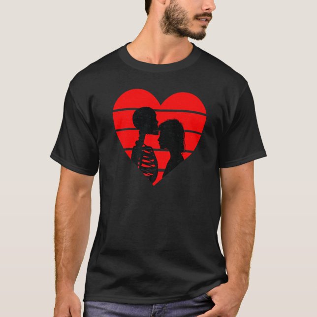 Crazy Love Hurt Broken Heart Pain Skeleton Bloody  T-Shirt (Front)