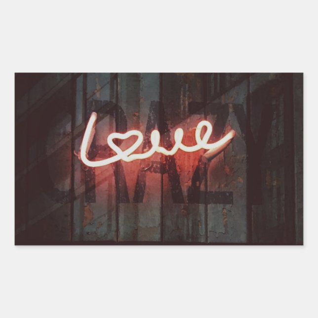 Crazy Love neon, sign Rectangular Sticker (Front)