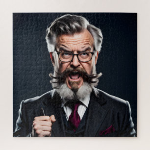 Crazy mad professor with beard jigsaw puzzle