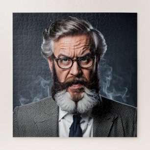 Crazy mad professor with beard jigsaw puzzle