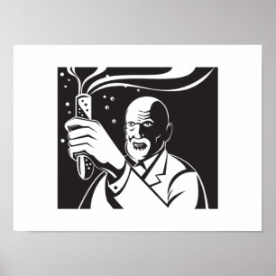 Crazy Mad Scientist Test Tube Poster