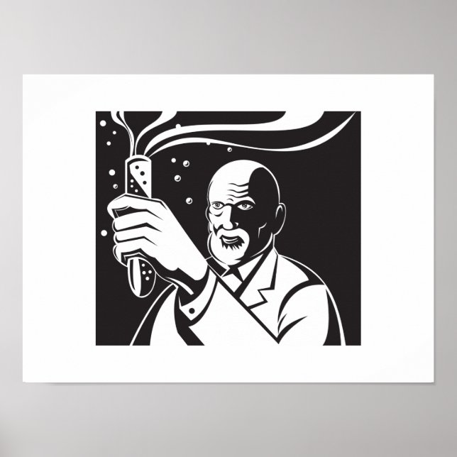 Crazy Mad Scientist Test Tube Poster (Front)