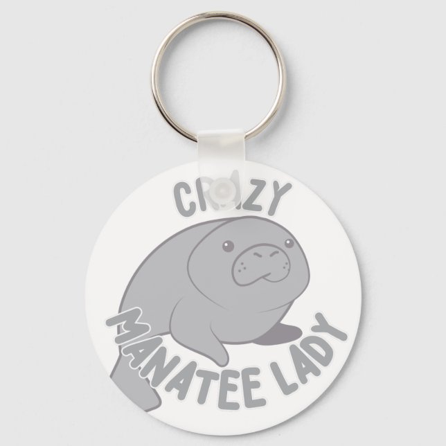 Crazy Manatee Lady Key Ring (Front)
