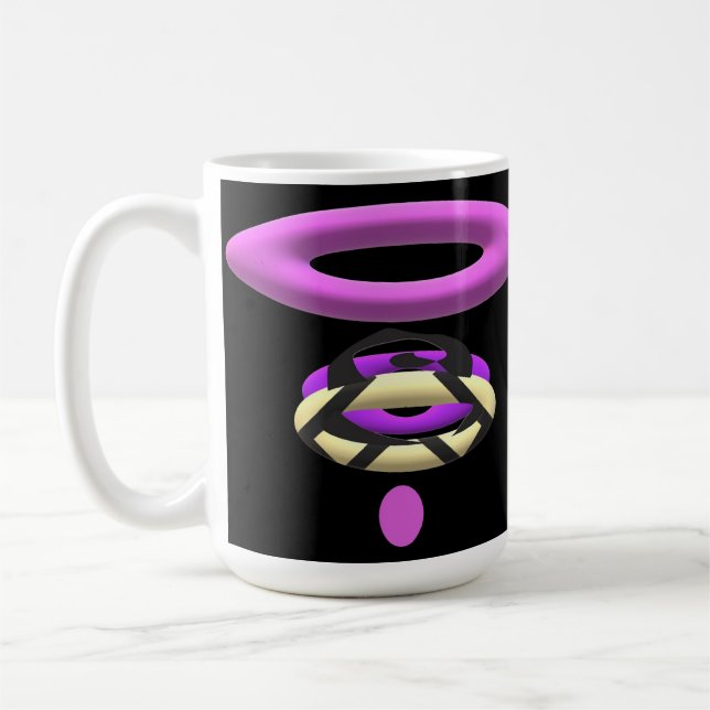 Crazy message words with purple black modern art coffee mug (Left)