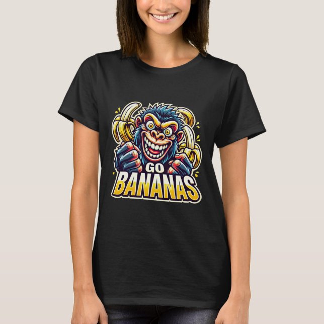 Crazy Monkey Go Bananas Sticker  T-Shirt (Front)