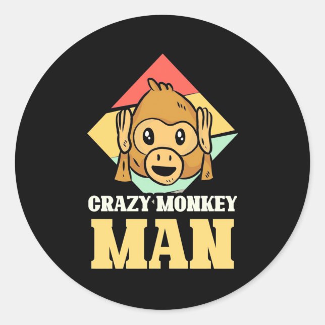 Crazy Monkey Man Classic Round Sticker (Front)