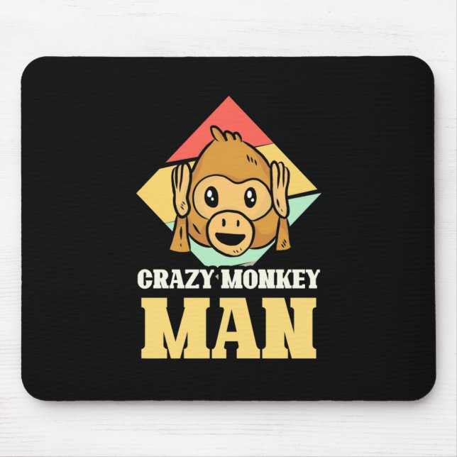 Crazy Monkey Man Mouse Pad (Front)