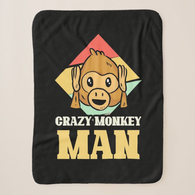 Crazy Monkey Man Sherpa Blanket (Front)
