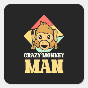 Crazy Monkey Man Square Sticker