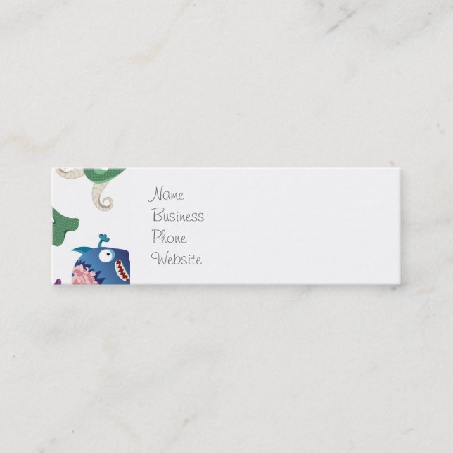 Crazy Monsters Fun Colourful Patterns for Kids Mini Business Card (Front)