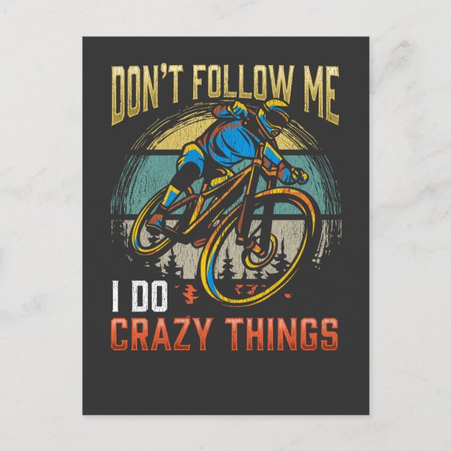 Crazy Mountainbike Rider Bicycle Witty Biker Postcard (Front)
