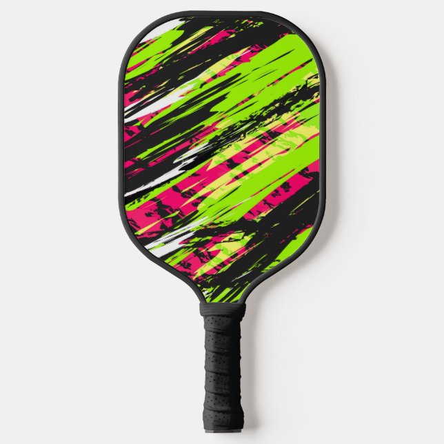 Crazy Multi-Colour Racing Background Pickleball Paddle (Front)