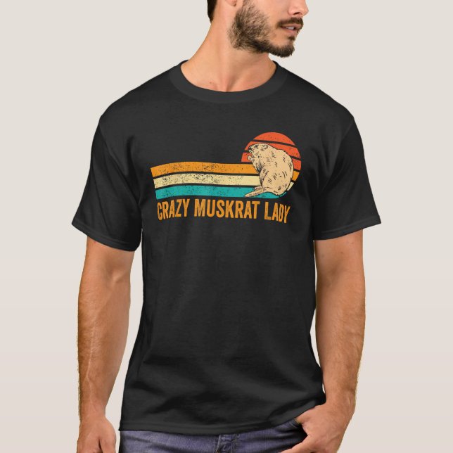 Crazy Muskrat Lady Retro T-Shirt (Front)