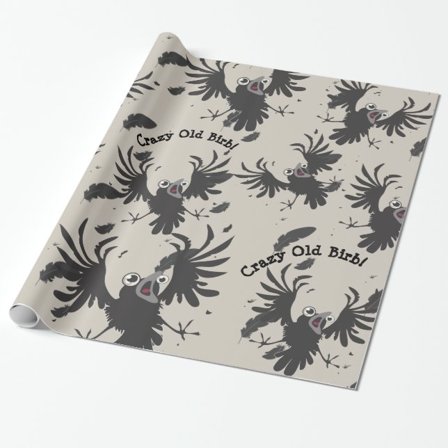 Crazy Old Birb Raven~wrapping paper (Unrolled)