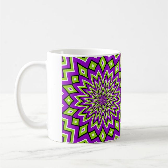 Crazy Optical Illusion - Flowery Green and Purple Coffee Mug (Left)