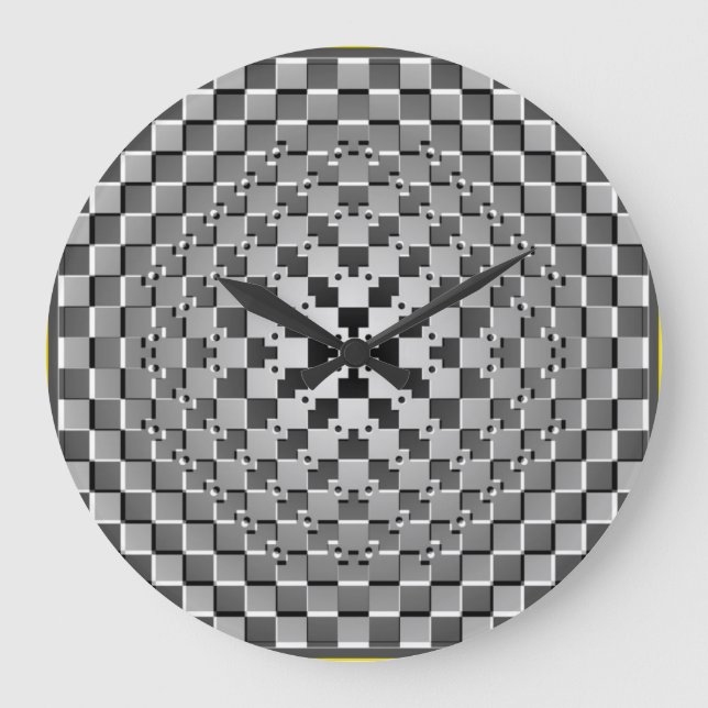 Crazy Optical Illusion - Morphing Metal Square Large Clock (Front)
