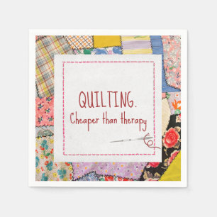 Crazy Patchwork Quilt With Fun Quote Napkin