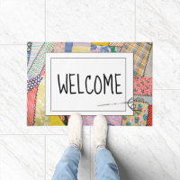 Crazy Patchwork Quilt With Welcome Text