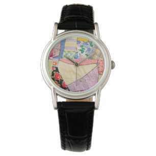 Crazy Patchwork Quilt With Zigzag Stitching Watch