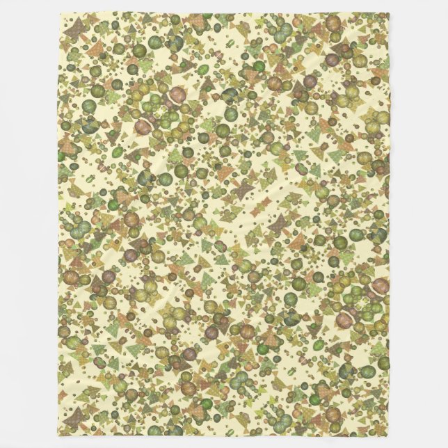 Crazy pattern of geometric shapes, natural colours fleece blanket (Front)