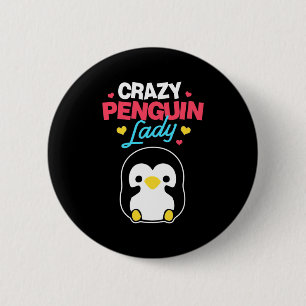 Crazy Penguin Lady 6 Cm Round Badge