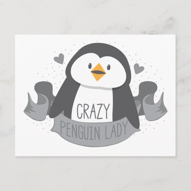 crazy penguin lady banner postcard (Front)