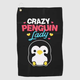 Crazy Penguin Lady Golf Towel
