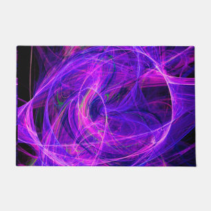 CRAZY PHOTON Abstract Purple Blue Fractals,Swirls Doormat