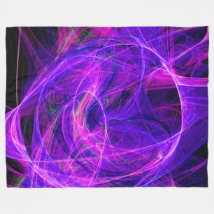 CRAZY PHOTON Abstract Purple Blue Fractals,Swirls Fleece Blanket