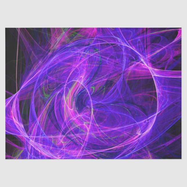 CRAZY PHOTON Abstract Purple Blue Fractals,Swirls Tissue Paper (Front)