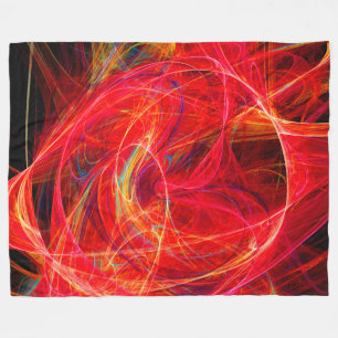 CRAZY PHOTON Abstract Red Yellow Fractals,Swirls Fleece Blanket