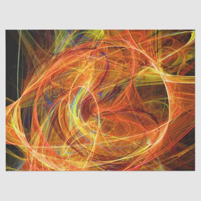 CRAZY PHOTON Abstract Yellow Orange Fractal Swirls Tissue Paper (Front)