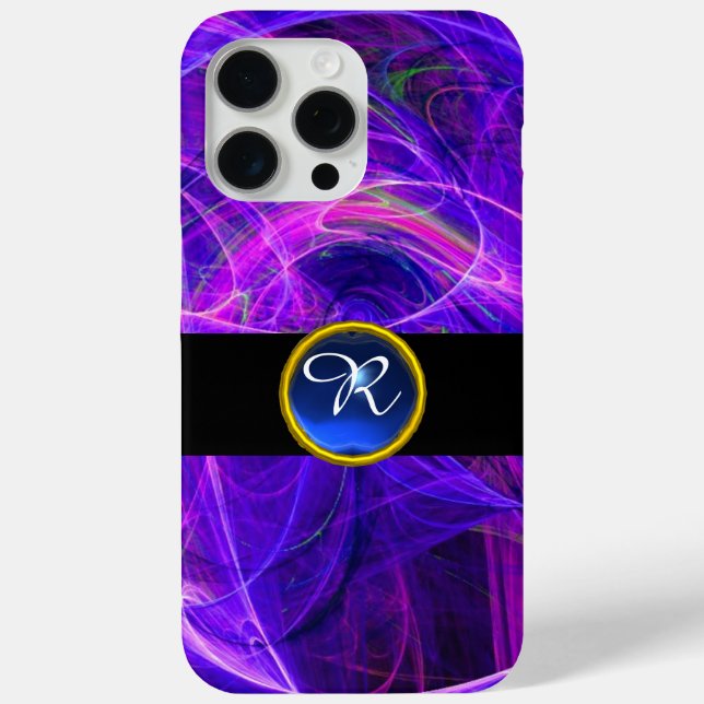 CRAZY PHOTON BLUE SAPPHIRE GEM STONE MONOGRAM Case-Mate iPhone CASE (Back)